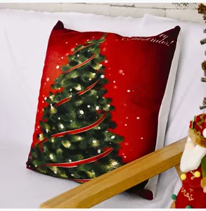 Federe per cuscino natalizie in peluche con stampa di abete, morbido copricuscino.