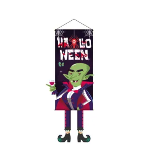Drapeau suspendu décoratif d'Halloween avec motif de vampire, idéal pour la fête effrayante.
