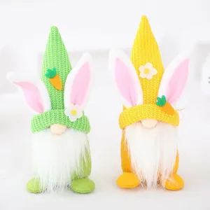 Easter gnome plush doll set with bunny ears and knit hat cute holiday festive decors