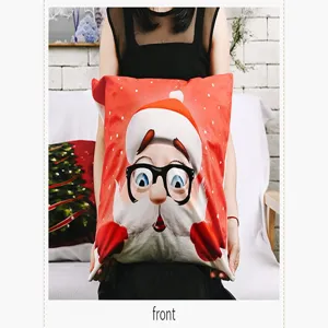 Federa cuscino Natale creativa flanella stampa vecchio cartone animato quadrato divano