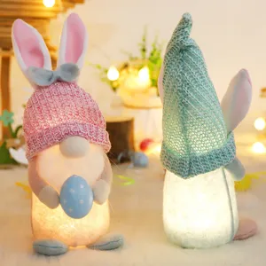 Peluche de conejito enano de Pascua con luz LED decoración luminosa bonita para regalo