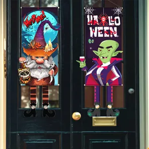 Bannières suspendues d'Halloween décorations de porte gnome vampire accessoires de fête 2pcs