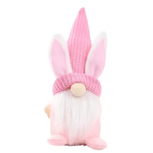 Easter bunny gnome plush doll cute pink faceless elf tabletop ornament for home decor festival party