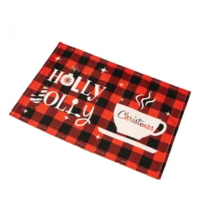 Christmas plaid placemat red and black holiday table mat festive dining decoration main view