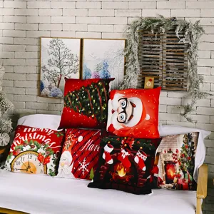 Copricuscini natalizi decorativi, federe quadrate in peluche per divano decorazione festa casa