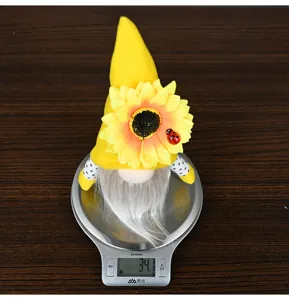 Muñeco de peluche gnomo girasol, juguete Rudolf amarillo sin rostro con decoración de mariquita.