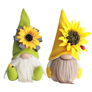 Juego de muñecos de peluche de gnomos de girasol, lindos tomtes suecos para decoración.
