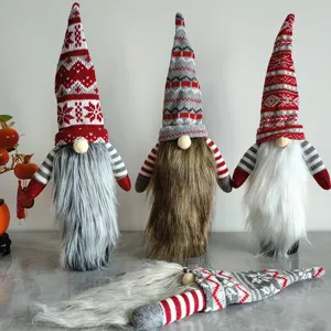 Christmas knitted faceless old man wine bottle cover holiday home decor cute gnome set