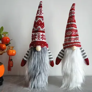 Christmas gnome plush doll faceless old man knitted hat festive home decoration gift