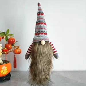 Christmas gnome wine bottle cover knitted faceless old man holiday home decor detail view