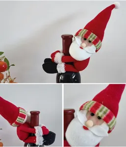 Housse de bouteille de vin de Noël père Noël décoration de table de fête habillage de bouteille