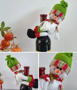 Noel bonhomme de neige housse de bouteille de vin fete decoration de table accessoire deco