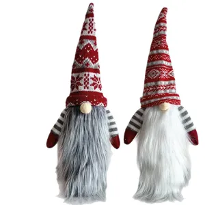 Christmas gnome wine bottle cover knitted faceless old man holiday home decor set of two