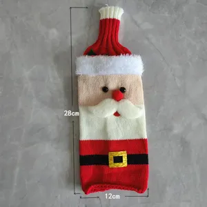 Housse de bouteille de vin de Noël tricotée Père Noël pour décoration de table festif