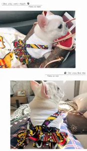 Cute ethnic style pet dog dress puppy floral suspender skirt for small dogs french bulldog