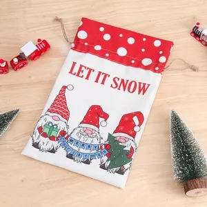 Kerst kabouter jute trekkoord geschenkzak voor snoep appelzak feestdecoratie