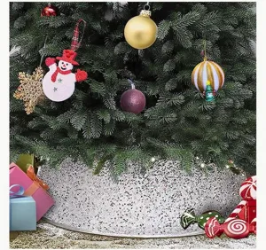 Jupe de sapin de Noel en paillettes argentees decoration pour fete de noel interieure