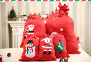 Set di sacchetti regalo di Natale rossi in tessuto non tessuto per feste decorazione