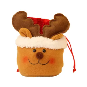 Weihnachten Rentier Süßigkeitentasche, süßer Filz Kordelzug Beutel für Feiertag Deko.