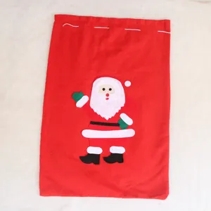Sacchetto regalo di Natale in feltro rosso con applicazione Babbo Natale, borsa dolci festiva.