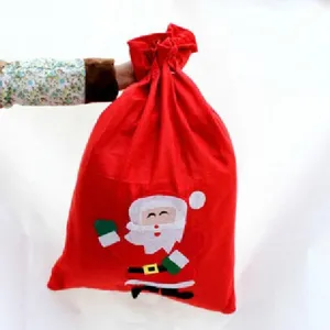 Borsa regalo Babbo Natale rossa in tessuto non tessuto con coulisse decorazione festiva.