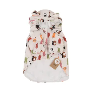 Imperméable pour chien imperméable avec motifs d'animaux mignons et capuche pour petits chiens.