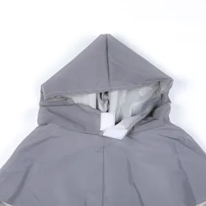 Imperméable réfléchissant gris pour animal de compagnie capuche cape vêtements chien imperméables