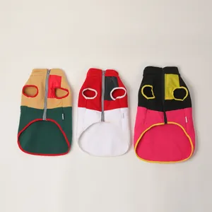 Thick fleece pet vest for dogs and cats winter warm coat zip-up apparel colorful style