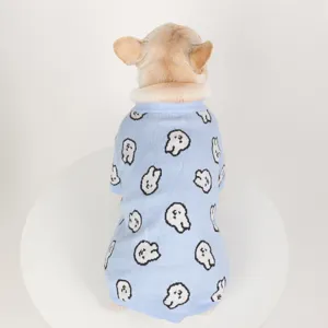 Lindo suéter azul para mascotas, perros y gatos, ropa de punto gruesa para cachorros en invierno.