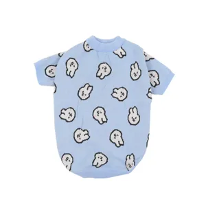 Lindo jersey azul para mascota con patrón de conejo ropa cálida de invierno perro gato.