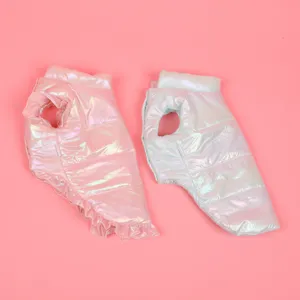 Shiny iridescent pet dog winter cotton vest and dress for small dogs and cats, warm and stylish.