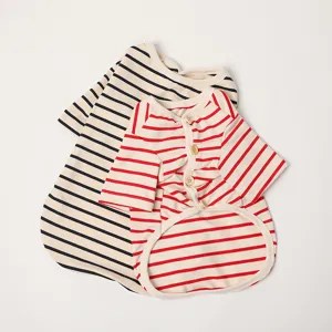 Comfortable striped pet clothes cotton cat dog clothes autumn winter warm undershirt apparel