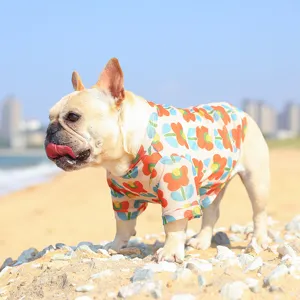 Summer cooling mesh pet t-shirt breathable cute floral dog clothes for small dogs.