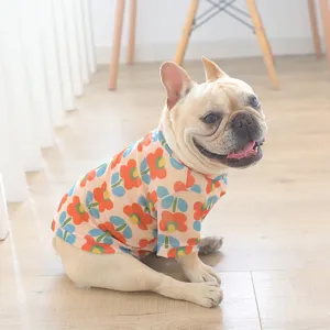 Summer mesh cooling pet t-shirt breathable cute floral dog vest for small dogs teddy puppies.