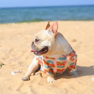 Summer breathable dog t-shirt cool mesh pet vest cute floral puppy clothes for small dogs