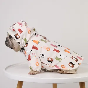 Imperméable pour Chien en PU Imprimé Animaux de Dessin Animé Vêtements pour Petits Chiens Veste de Pluie Légère