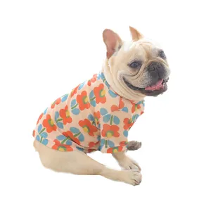 Cute floral pet t-shirt breathable summer puppy clothes cool lovely dog vest for pets top.