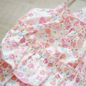 Cute floral dog dress, summer cotton puppy strappy dress, sweet pet cake dress apparel.