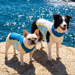 Pet dog cooling vest sun protection breathable mesh sportswear for summer outdoor walking and training.