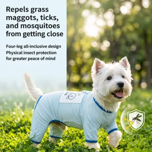 Breathable mesh four-legged anti-insect dog suit summer sun protection pet clothes for small dogs.