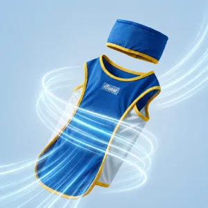 Cooling dog vest summer pet breathable mesh clothes with collar blue sportswear main display