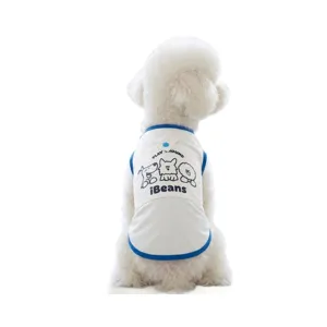 Breathable summer pet vest for dogs, cute cartoon print, lightweight mesh dog clothes.