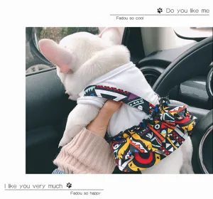 Cute ethnic style pet dog strap dress detail view, perfect for spring and summer daily wear.