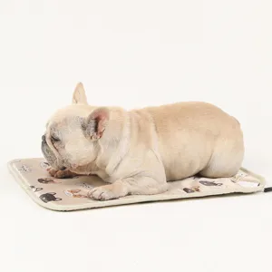 Pet heating mat for dogs and cats, waterproof electric warming blanket with cute dog pattern.