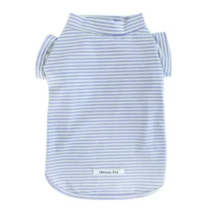 Cute striped turtleneck dog t-shirt breathable puppy clothes for small dogs apparel