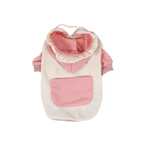 Lindo suéter con capucha rosa para perro mascota con bolsillo y diseño cálido para perros pequeños.