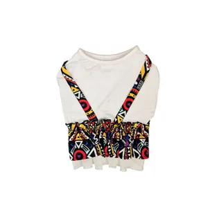 Cute ethnic geometric print pet strap dress, breathable summer cat and dog clothes.