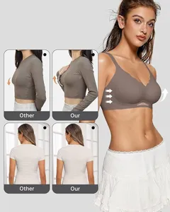 Plus size seamless push up bra detail view showing lift, support and shape comparison.
