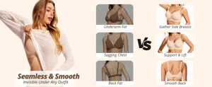 Seamless wireless push-up bra detail showing lift, support, and smooth back features.