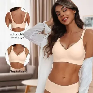 Women seamless push up bra set, adjustable hook and eye, comfortable daily wear underwear.
